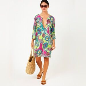 NWT Anne Cole Multicolor Paisley Print Swim Cover-Up Lightweight Dress Sz L/XL💛